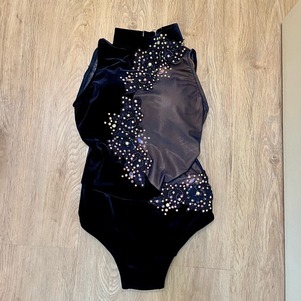 Navy Blue Bodysuit with Rhinestones
